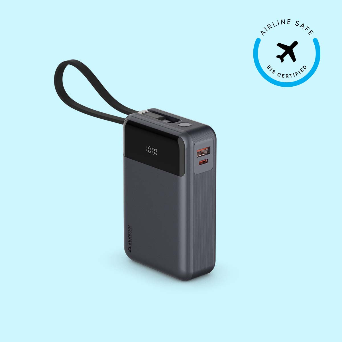 Giga smallest 65W 20000 mAh Powerbank With Built-in Type C Cable