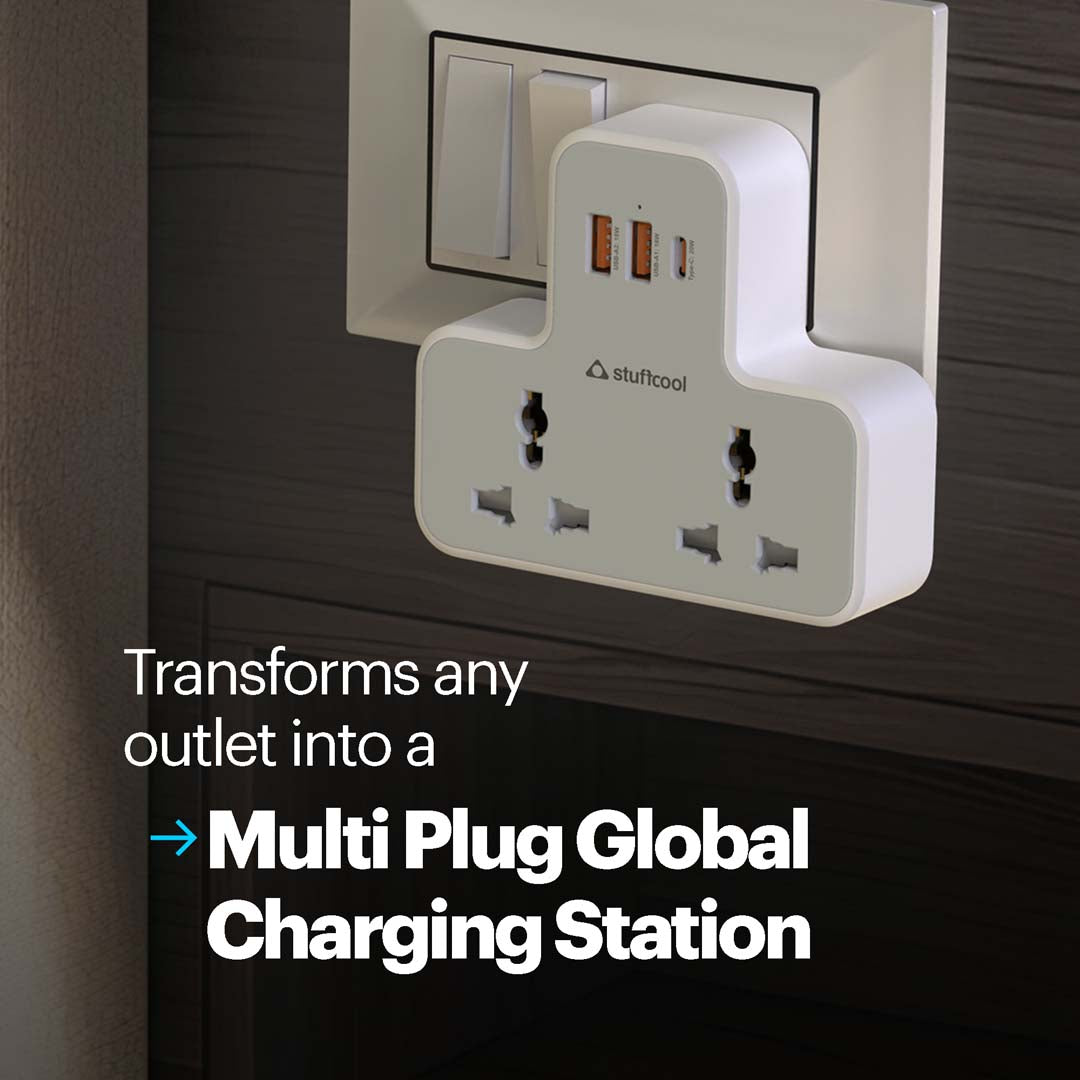 Charge T Dual AC Socket Multi Plug with 20W Type C port