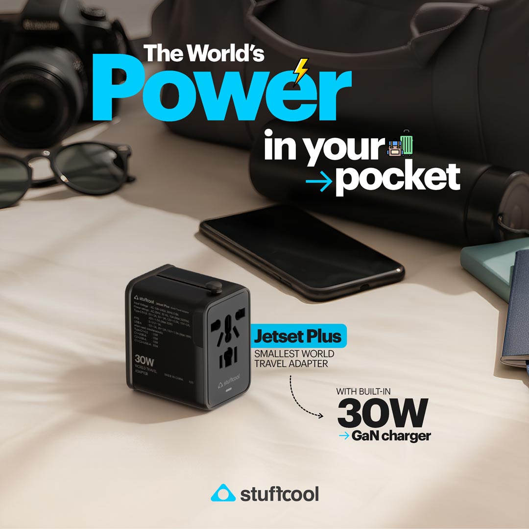 Jetset Plus Universal World Travel Adapter with PD 30W Type-C Port