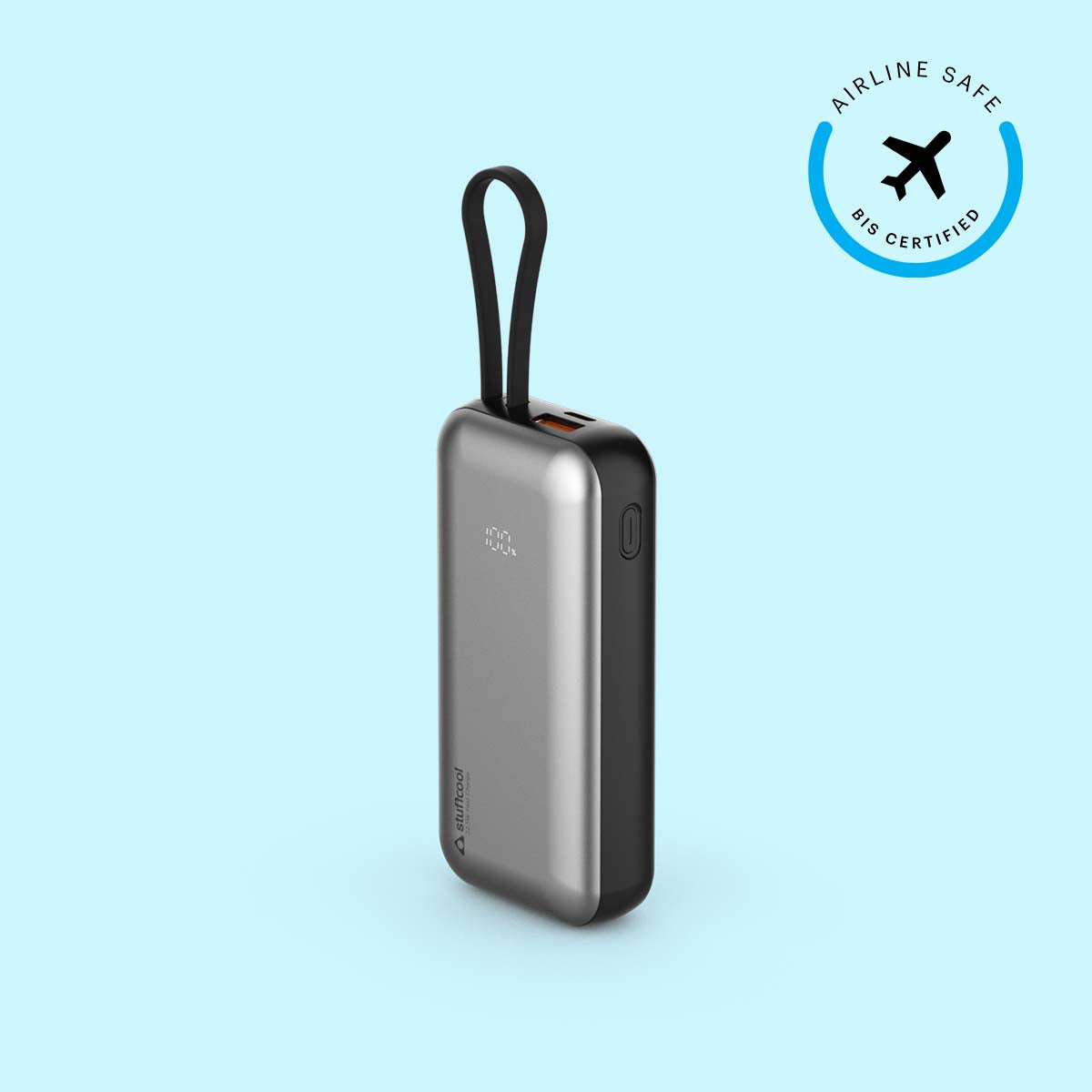 Miles 10000mAH Powerbank with built-in Type-C and Lightning cable