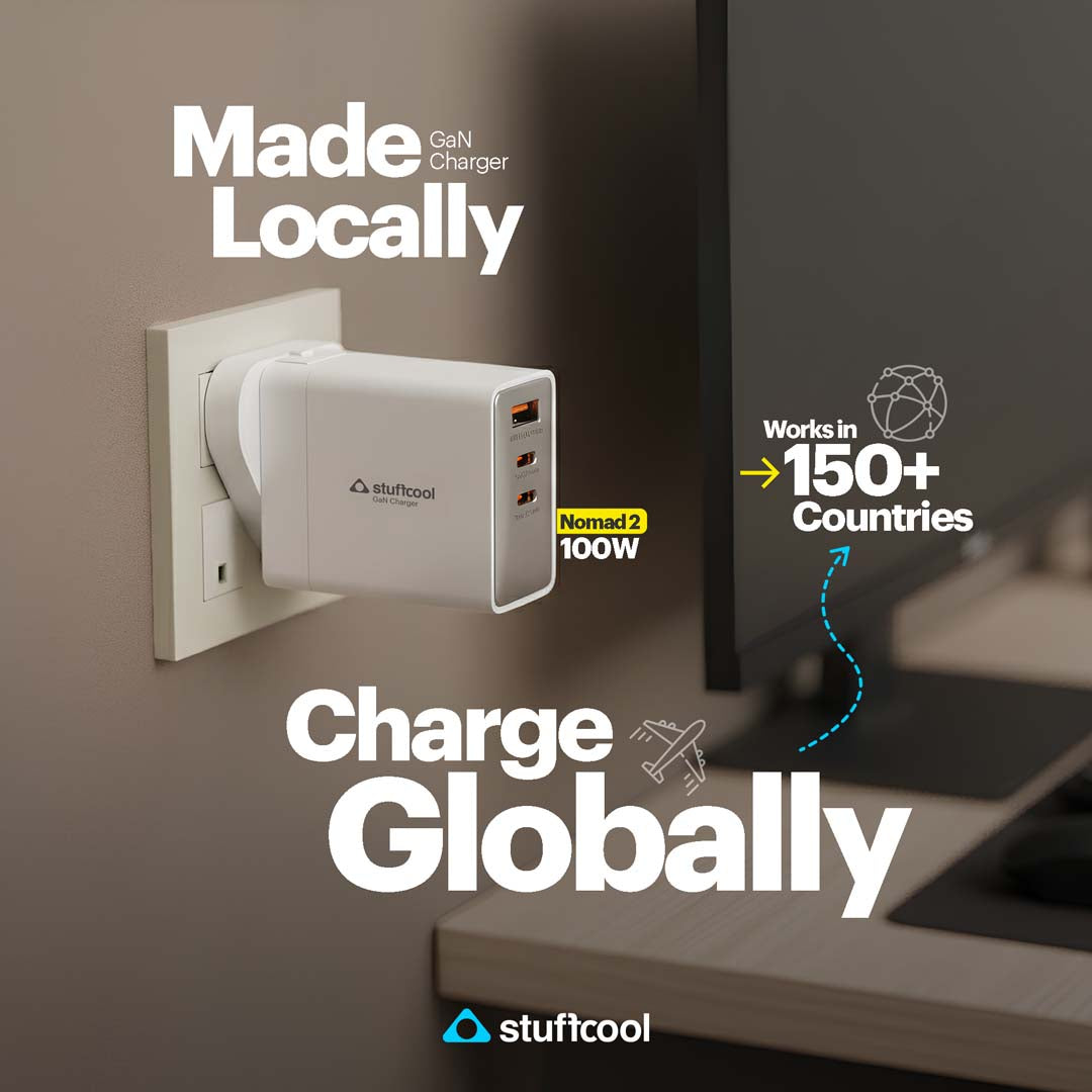 Nomad II 100W smallest GaN Charger With World Travel Plugs