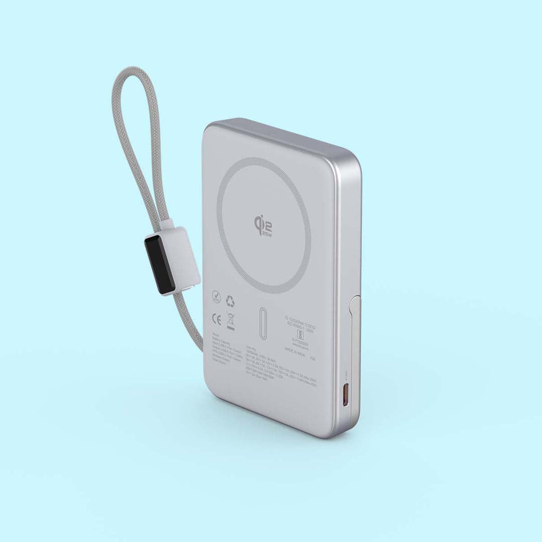 Odin Pro 10,000mAh Qi2.2 25W MagSafe Powerbank with 45W Wired Fast Charging & Built-In Type-C Cable