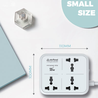 ChargeCube Mini Power Strip with 30W Type C output