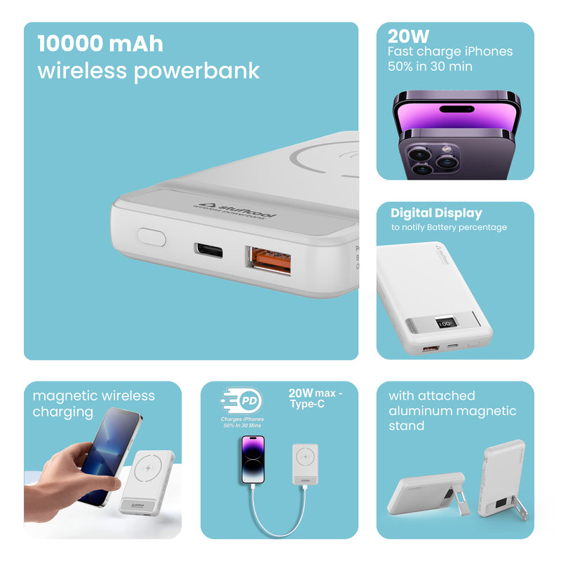 Click Pro 10000mAh Magnetic Wireless Powerbank With Stand