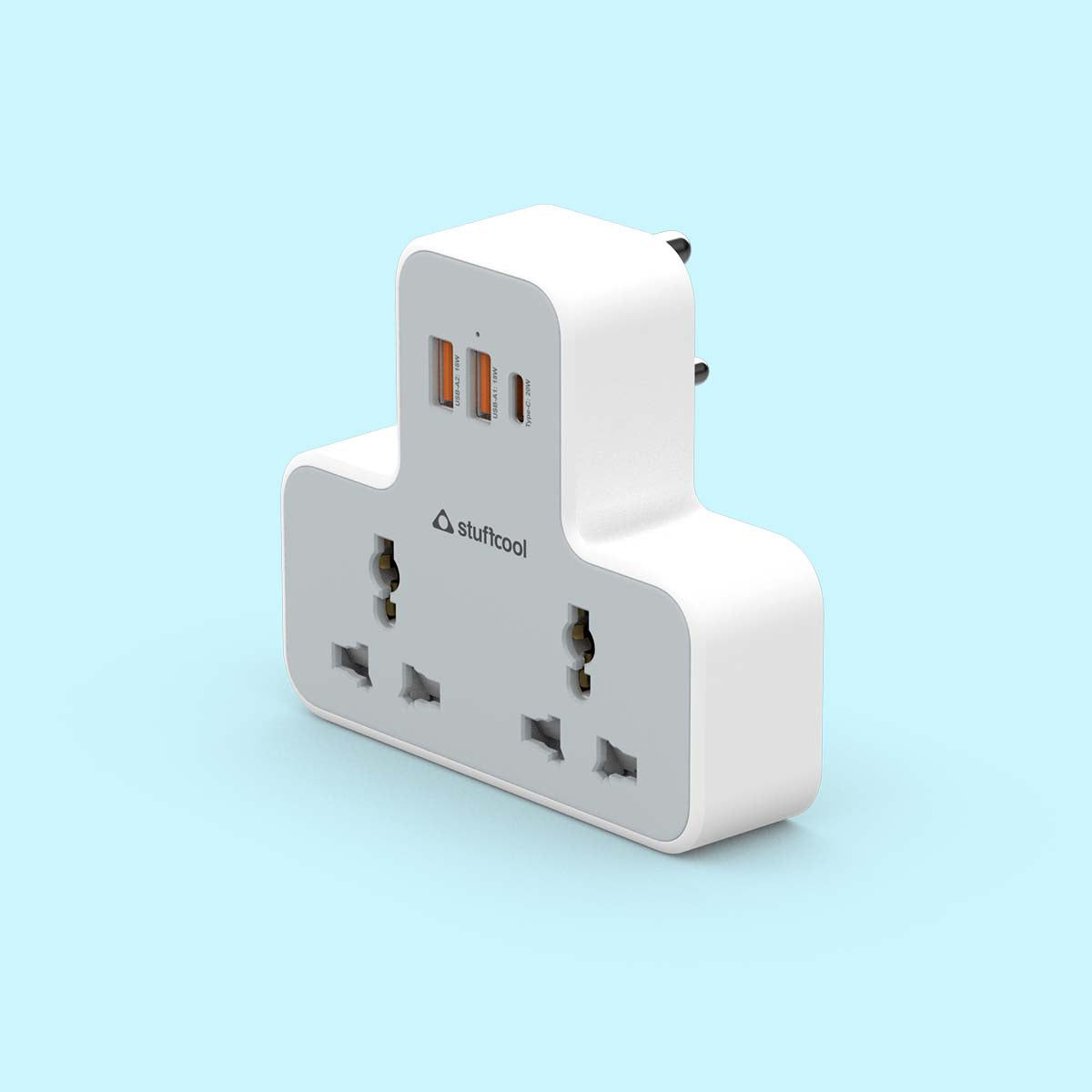 Charge T Dual AC Socket Multi Plug with 20W Type C port
