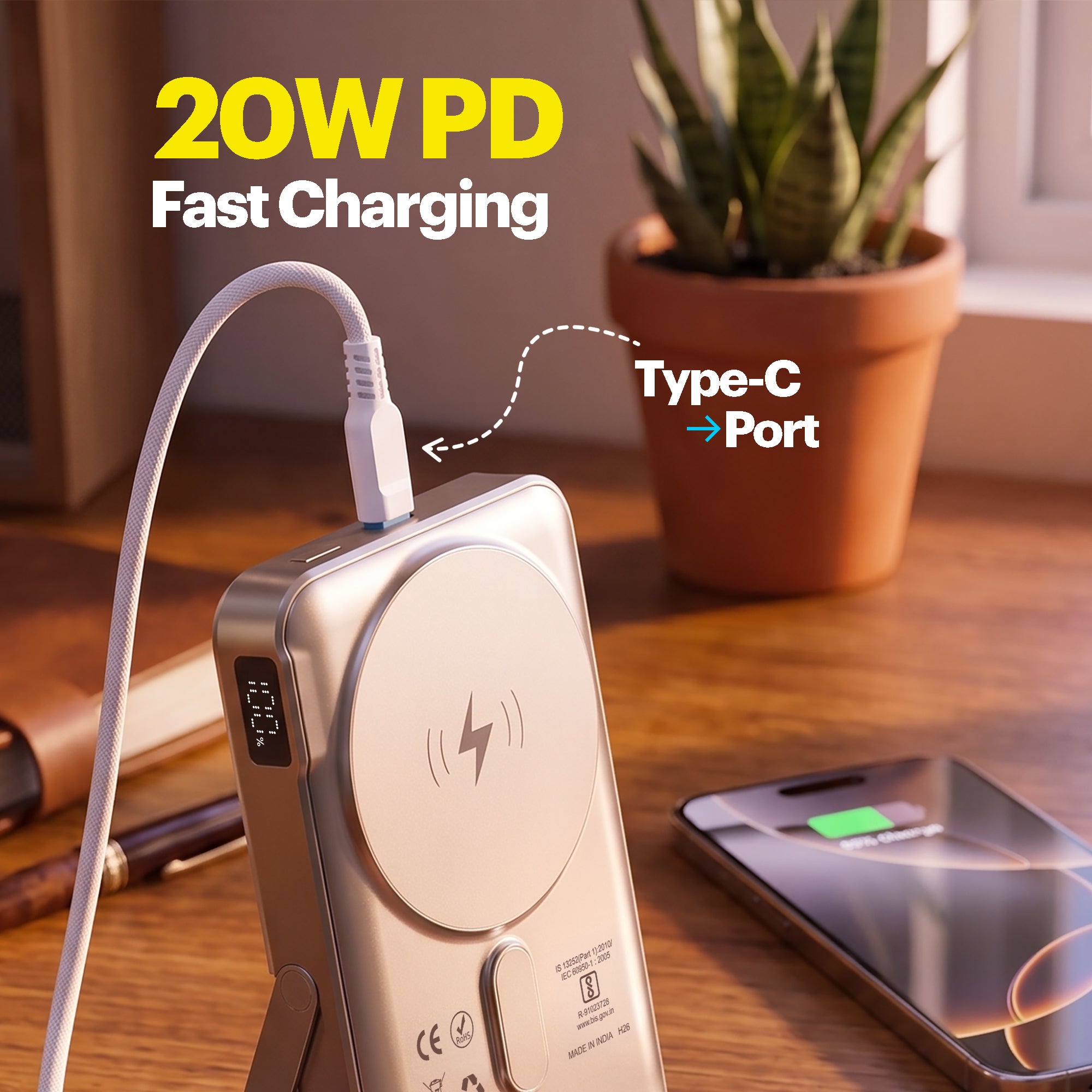 Click + 10000mAh 15W Magnetic Wireless Charging with Built-in Stand