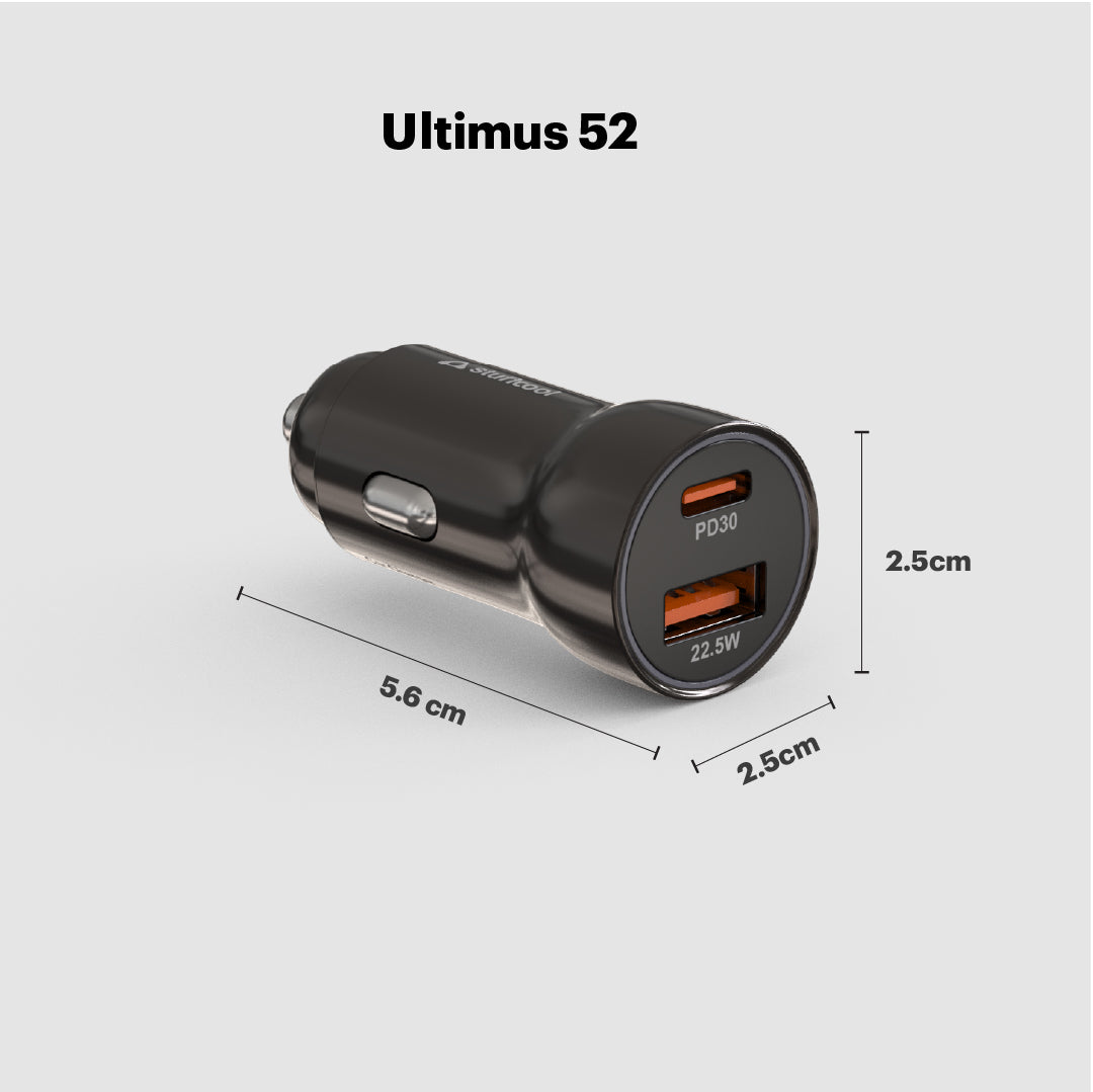 Ultimus 52W Dual Port Type C PD Car Charger