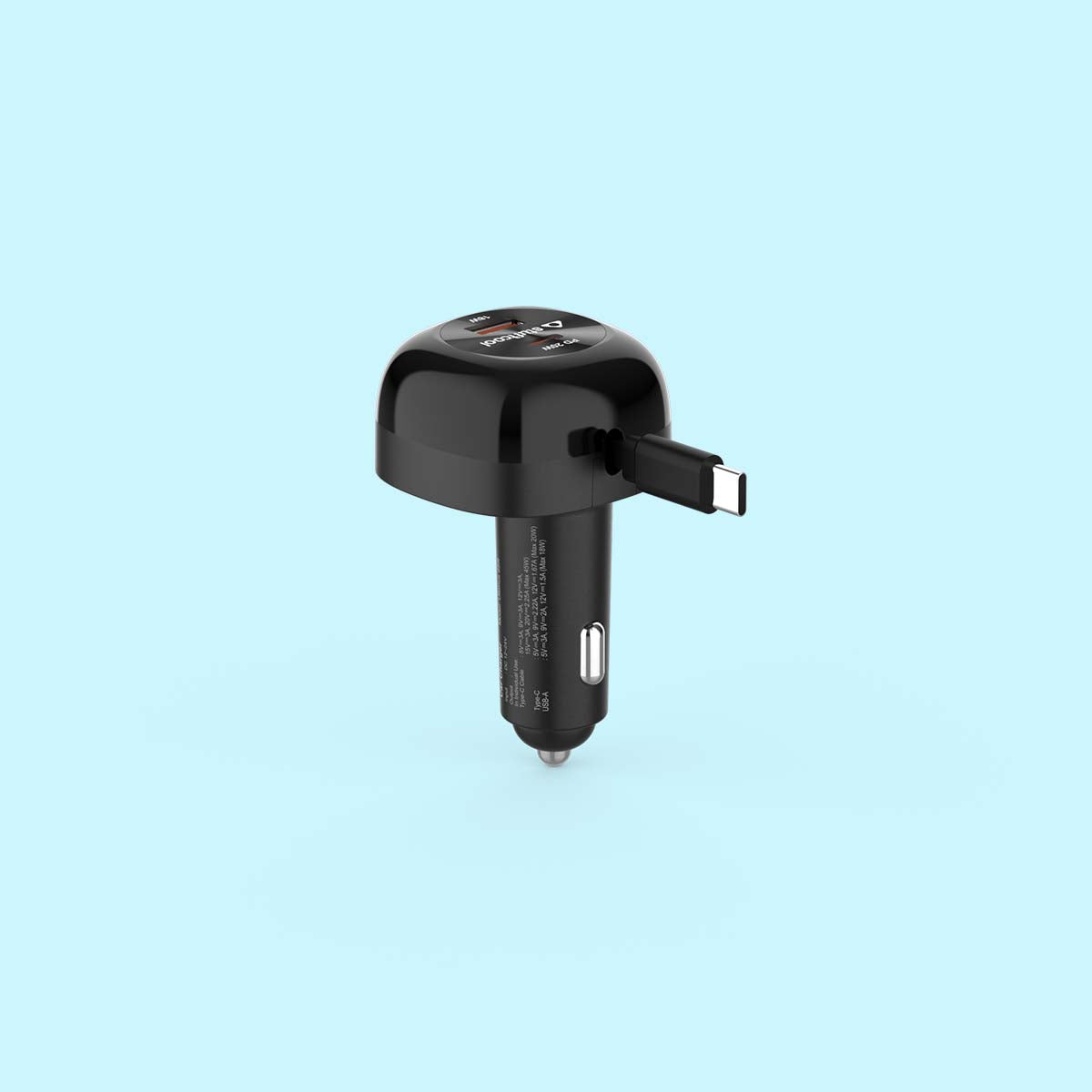 Ultimus 65R 65W Car Charger with 75cm Retractable Type-C Cable