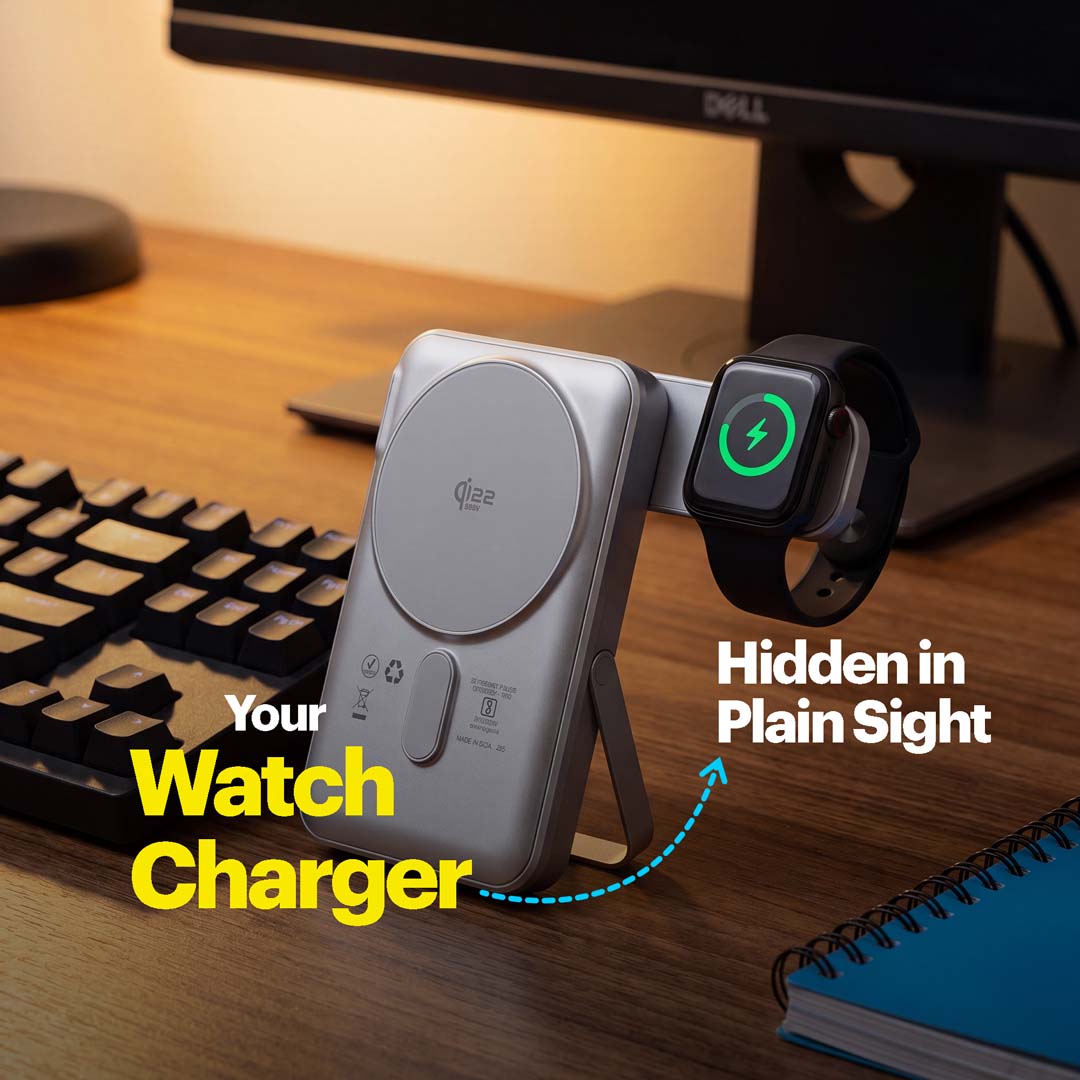 Omni Pro Qi2.2 Certified 25W MagSafe Powerbank with Built-in Apple Watch Charger