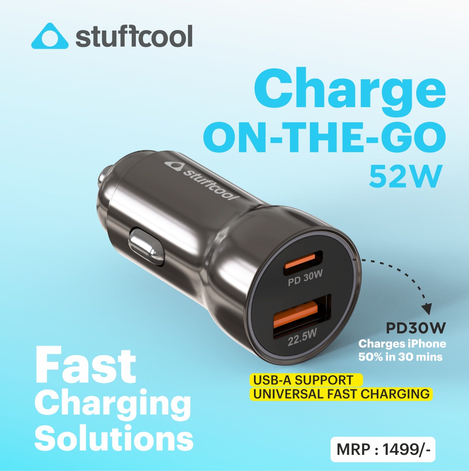 Ultimus 52W Dual Port Type C PD Car Charger
