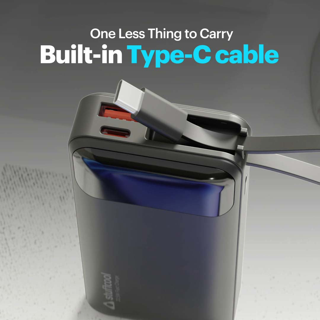 Mito Mini 10000mAh Powerbank with Built-in Type-C Cable and 22.5W Fast Charging