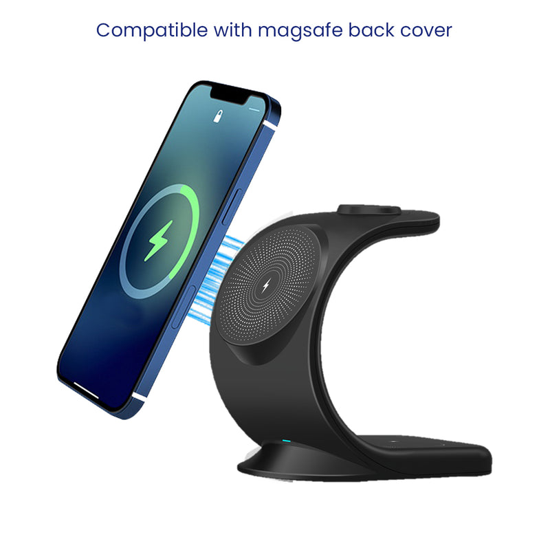 WC360 Magnetic 3-in-1 Wireless Charging Station With 18W QC3.0 Wall Charger included