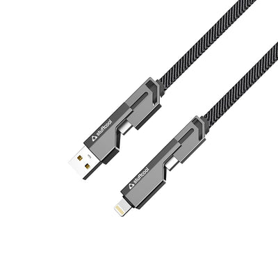 Quad Pro 4 in 1 Indestructible Cable with lightning to type C, type C to C, Lighting to type A