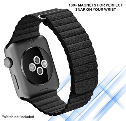 Leather Loop Magnetic Closure Watch Band Compatible with All Apple Watch Series