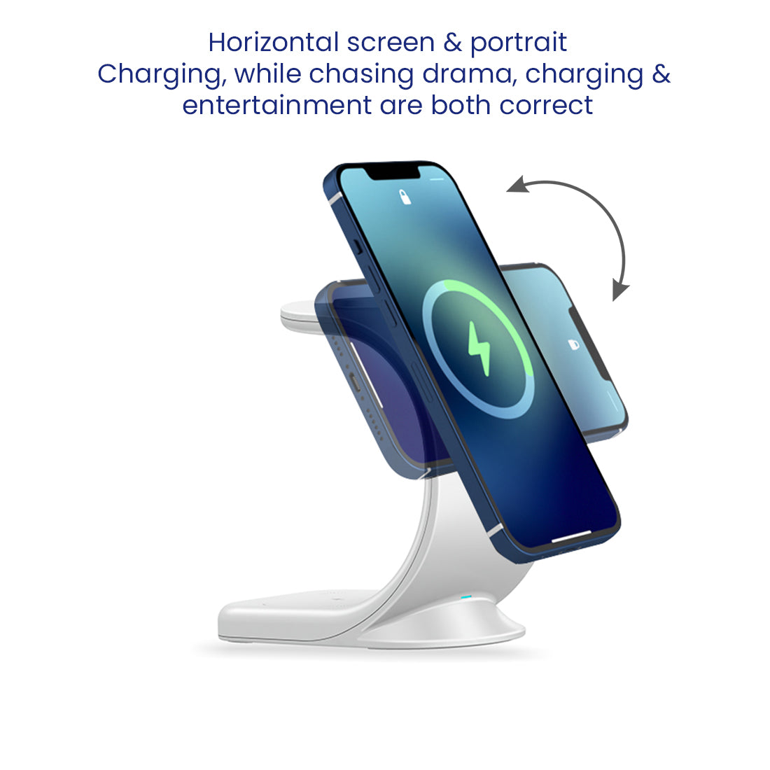 WC 360 Magnetic 3-in-1 Wireless Charging Station With 18W QC3.0 Wall Charger included